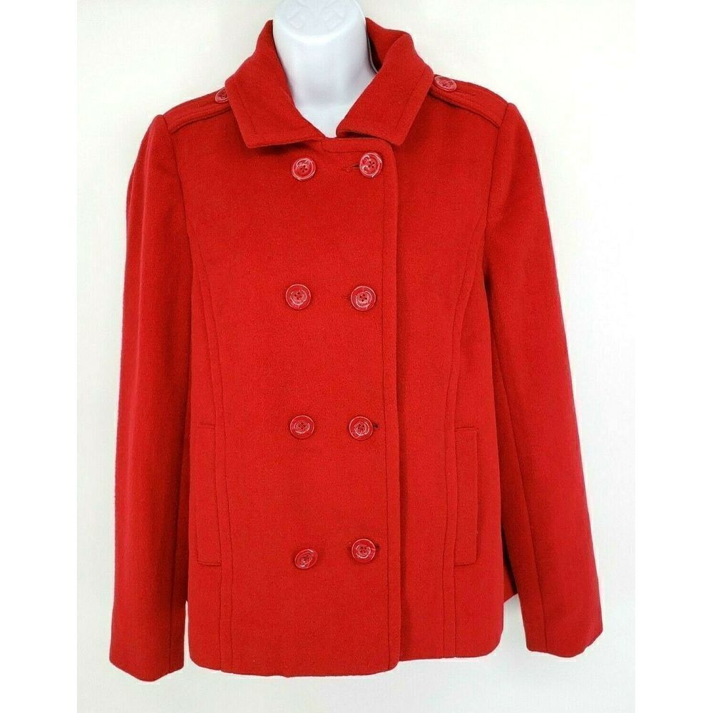 Urban Outfitters BDG Red Pea Coat  Swing Back‎